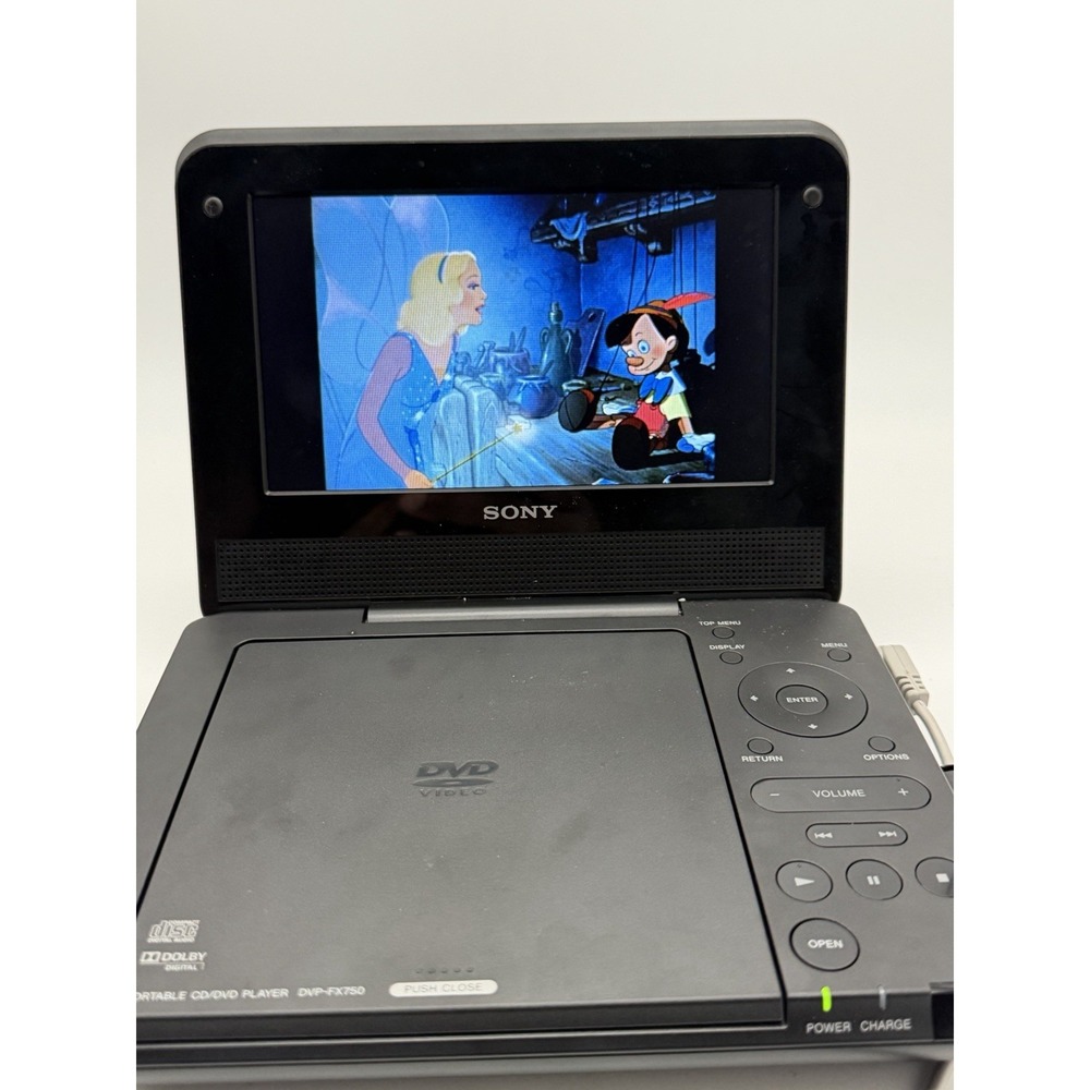 Sony DVP-FX750 7" Portable DVD CD Player Tested Working w/ AC Adapter